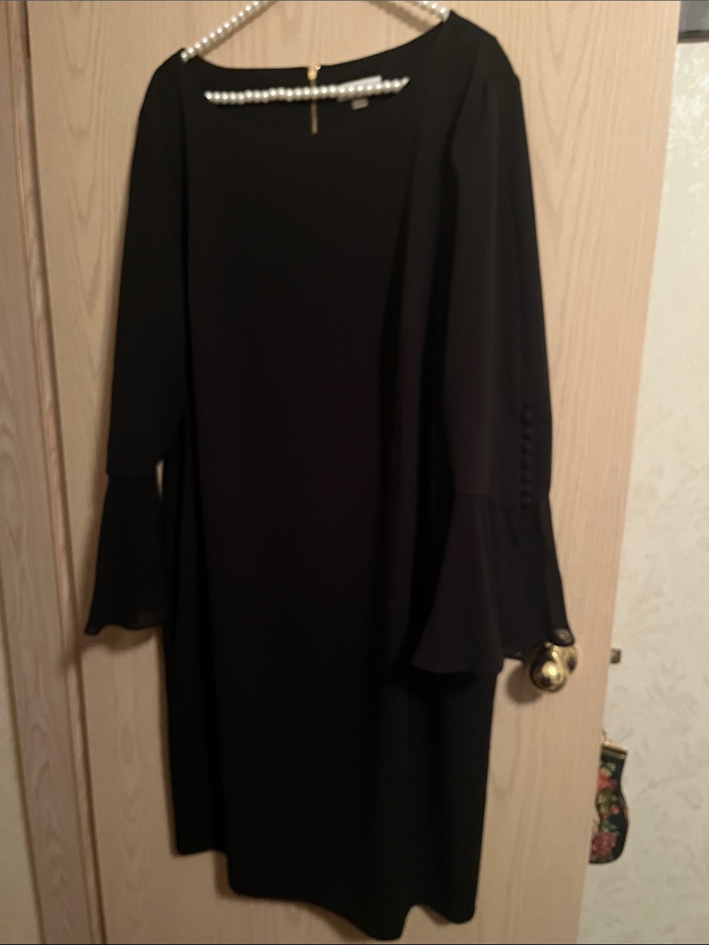 Calvin Klein Black Long-Sleeve Bell Cuff Dress